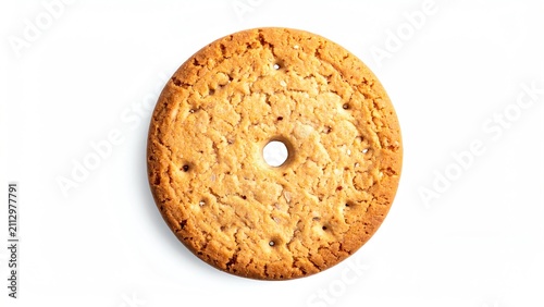 Round biscuit with a hole in the middle, presented on a white background for a clean look
