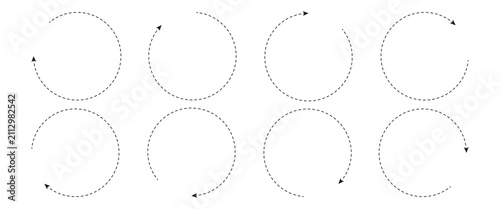  Circular Dotted Rotation Arrows Set for Recycle Refresh Sync and Loading Process Indicators
