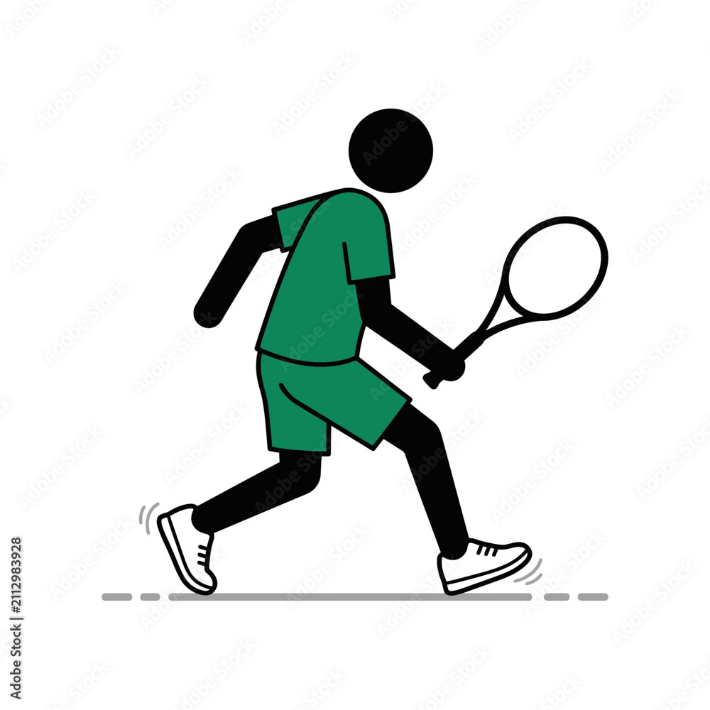 Fototapeta premium Tennis Player Running with Racket