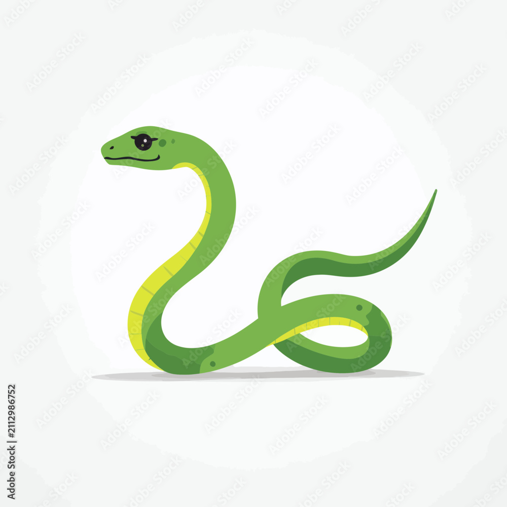 Obraz premium Green Serpent Vector Icon Isolated