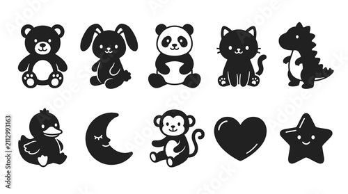 Cute Baby Animals and Toys Vector Collection