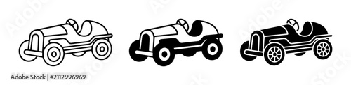 Vintage Roadster Icons, Retro Open-Top Cars, Classic Automobile Graphics, Set of 3