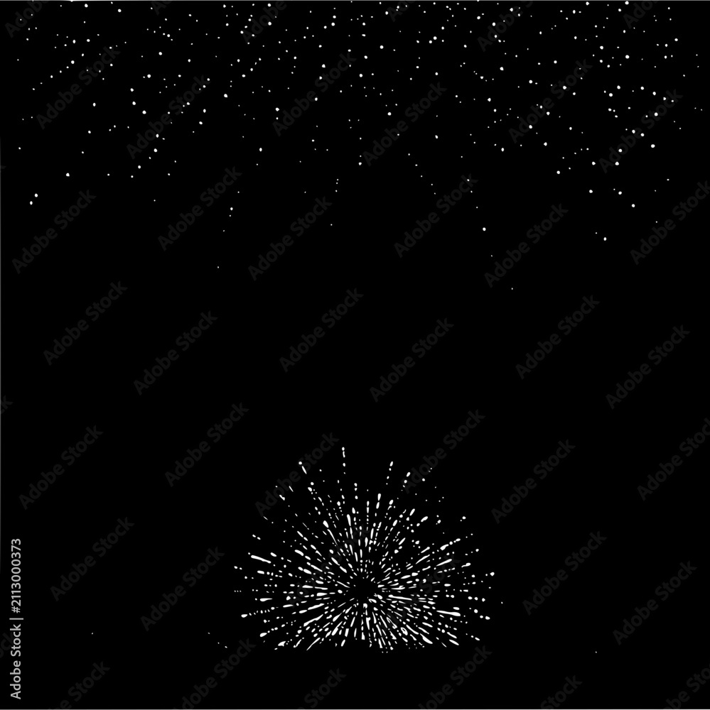 Fototapeta premium Fireworks display background for new year celebration with stars in the night sky black and white effect