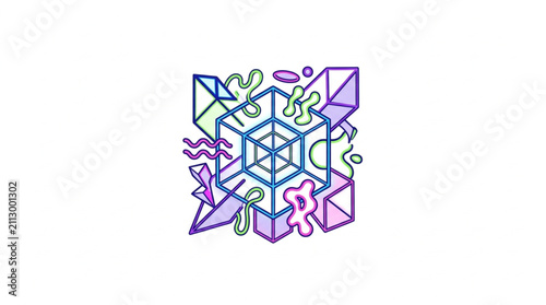 Bild auf Leinwand Colorful Abstract Geometric Line Art Design.