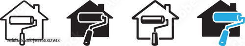 House painting icon. Home renovation symbol. Simple vector pictogram for repair and property projects.