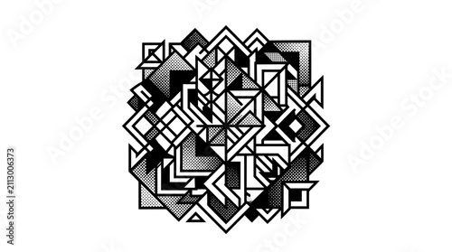 Fotografie Abstract geometric composition of overlapping black and white triangles