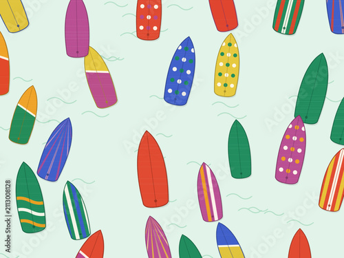 Photography Surf Board Pattern Coastal Travel Design Wallpaper
