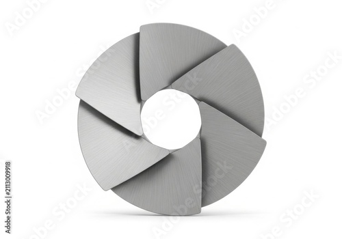 Metal camera lens aperture diaphragm isolated on white background