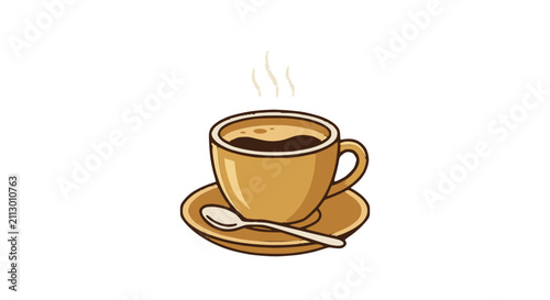 warm hot coffee on a bright morning