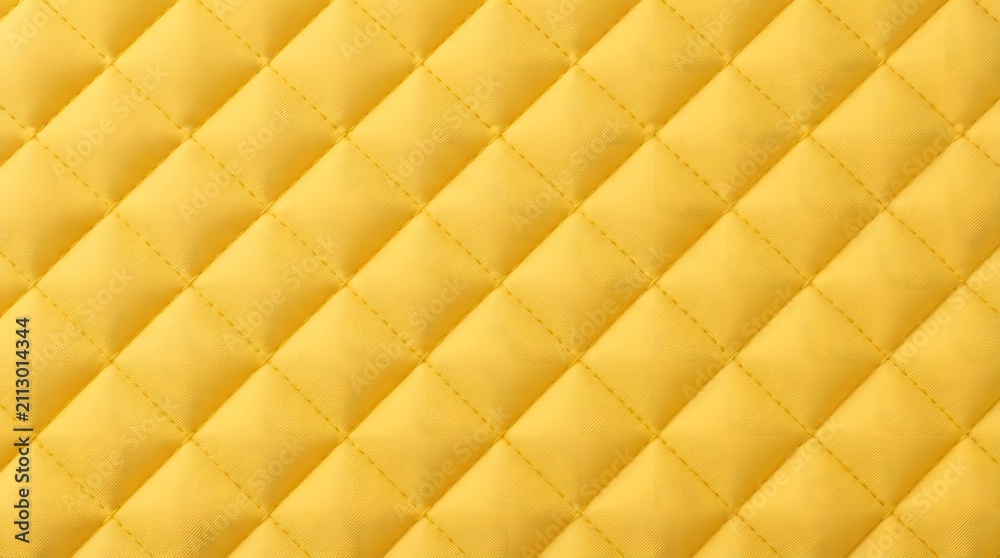 Obraz premium Close-up of a yellow quilted fabric texture with diamond patterns.