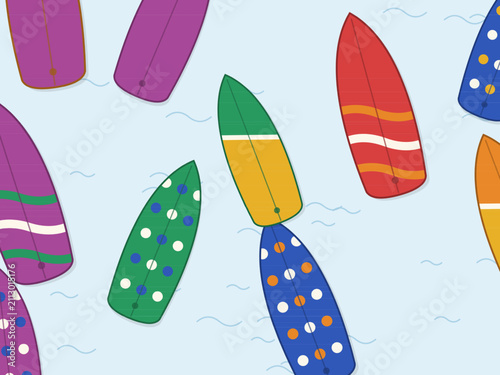 Canvas Print Surf Board Pattern Coastal Travel Design Wallpaper