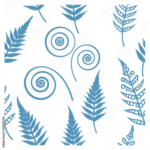 Elegant Fern Fronds Line Art Vector Illustration, Botanical Black Outline Foliage Clipart