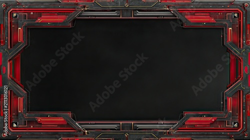 Futuristic Red and Black Frame with Circuit Patterns for Technology Background and Design Elements