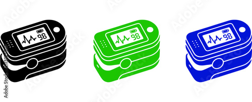 Canvastavla Portable fingertip pulse oximeter icons for monitoring blood oxygen levels and h