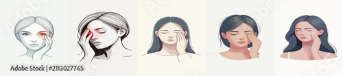 Cuadro en lienzo a flat-design vector illustration of a woman with an eye ailment  set against a white background