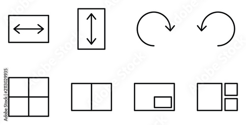 Plakat User interface transformation and layout adjustment icons for window management screen resizing.
