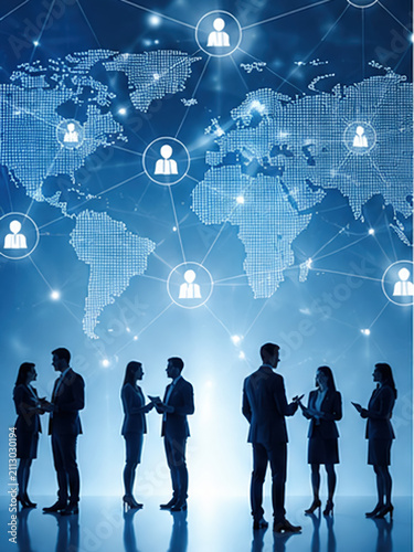 Global AI Network Connecting People Across Digital World Map