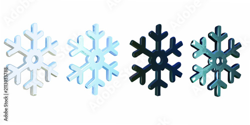 Foto Four 3d Rendered Snowflakes Against A White Background