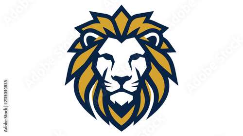 Foto Blue and gold lion head mascot logo design