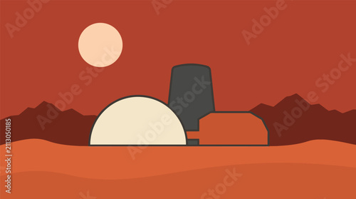 Foto Abstract space colony on a martian desert surface with space exploration