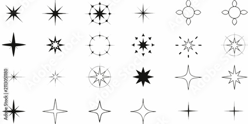 Canvastavla Starburst Collection Black And White Vector Illustration Set