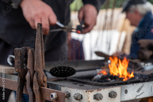Balcksmith at work during the Ardara Show in County Donegal, Ireland