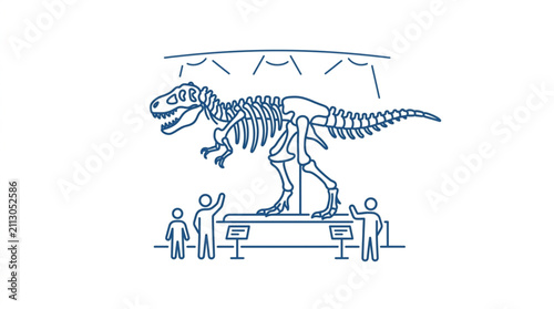 Принти на полотні Dinosaur Skeleton Display in Museum Exhibit.