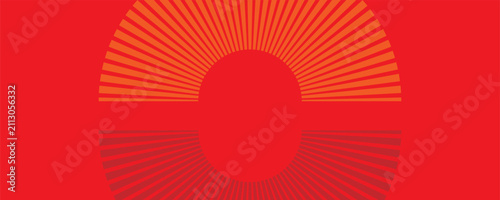 Fotografía Abstract red background with orange and dark red radial sunburst rays around cir