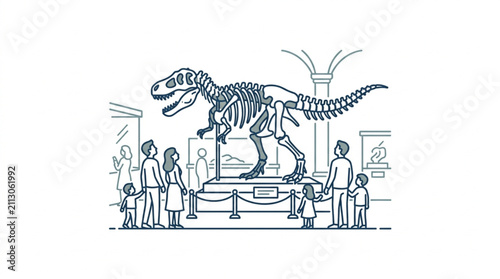 Bild auf Leinwand Dinosaur Skeleton Exhibit in Museum Display.