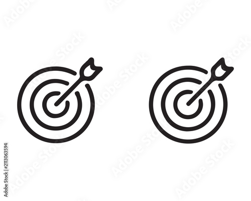 Two minimalist bullseye target icons with arrows business growth target market bullseye achievement strategy business marketing accuracy objective planning performance minimalist progress