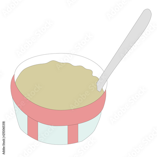 Rice bowl spoon of cute illustration
