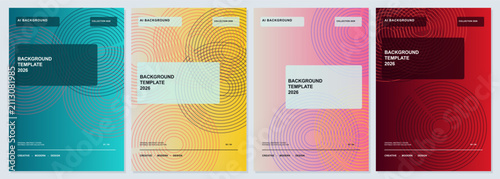 Set of four modern gradient background templates with geometric shapes