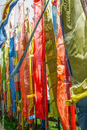 Картината върху платно Close Up of Colorful Tibetan Prayer Flags