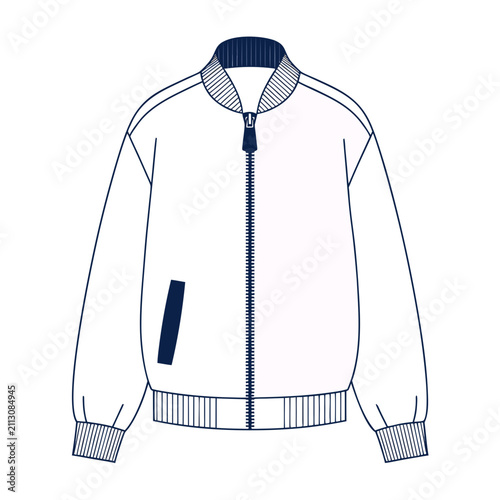 Bomber Jacket Technical Flat Vector Illustration On White Background