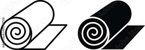 Foto Rolled Material Fabric and Carpet Line and Glyph Vector Icon Set for Textile Des