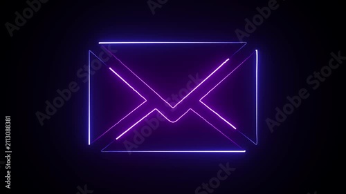 Glowing Neon Notification Icon, Symbol of Alerts and Updates, HD Video Motion Graphic Animation on Black Background