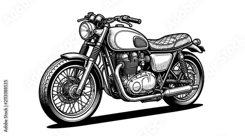 Canvastavla Cafe racer motorcycle monochrome line art illustration