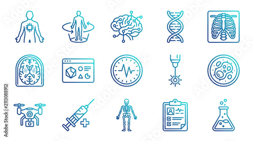 Flat Design Medical Science Icons Collection.