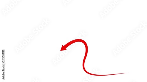arrow curve growth animation, alpha channel Doodle arrow on transparent background motion design. 4K resolution