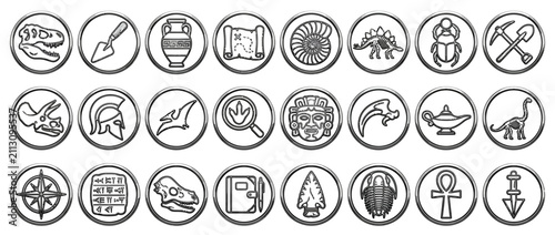 Konstfotografi Set of Hand Drawn Archaeology and Paleontology Icons