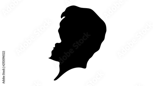 Foto Egoist man with reversed face, black isolated vector silhouette