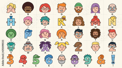 Alphabet Faces and Numbers: Fun Characters from A to Z, 0 to 9