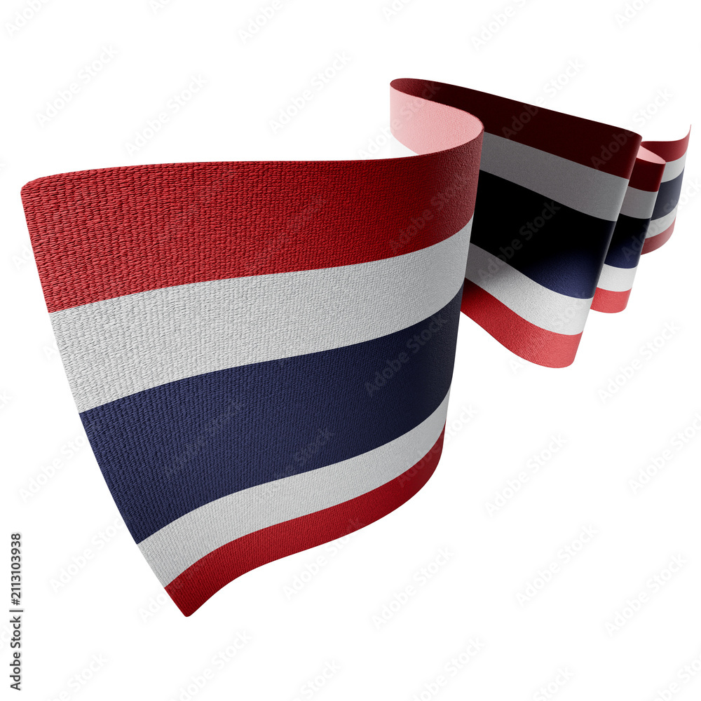 Obraz premium Thailand Flag Waving Perspective 3D Realistic Fabric Long and Perspective 6
