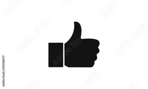 Black thumbs up vector icon for like approval and social media agreement