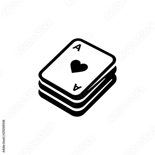Isometric playing cards vector illustration with ace of heart icon
