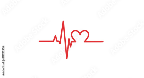 Red Heartbeat Line Medical Symbol Icon.