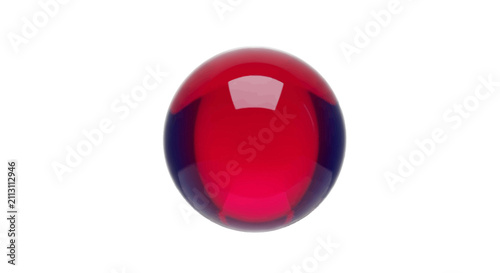 Red shiny reflective glass marble ball.