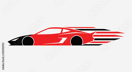 Red Sports Car Speed Racing Vehicle.