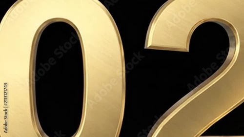 Shiny golden number zero and two standing in a row
