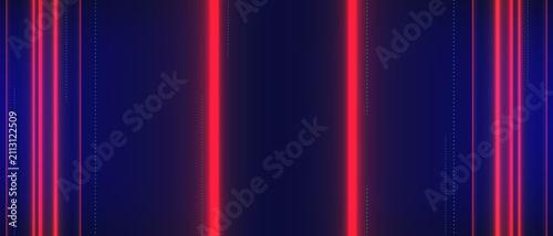 Abstract technology background with glowing vertical neon lines, dark blue gradient, digital streaks, luminous light beams, and futuristic minimalist design
